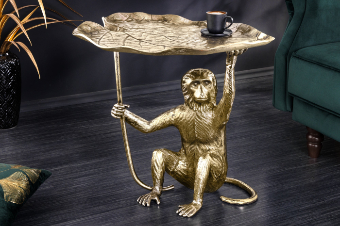 Masă laterală WILDLIFE MONKEY 55cm auriu antic [11]