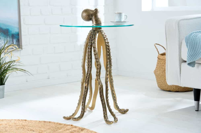 Masă laterală WILDLIFE OCTOPUS 70cm sticlă securizată 8mm [3]
