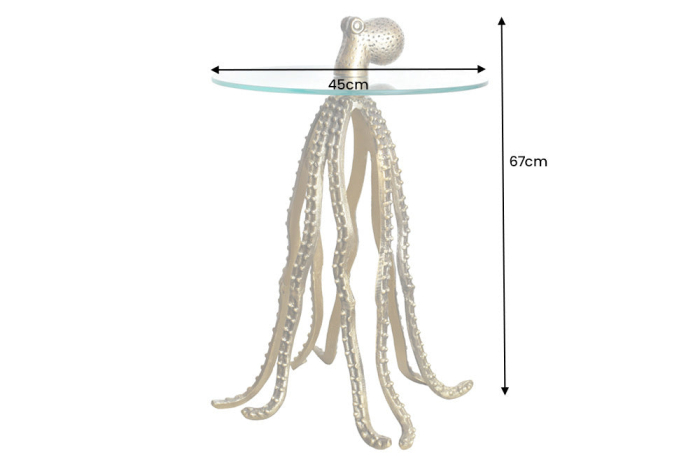 Masă laterală WILDLIFE OCTOPUS 70cm sticlă securizată 8mm [8]