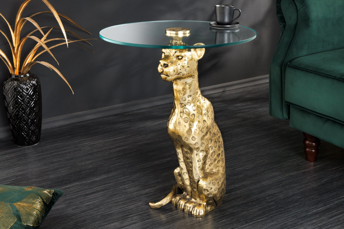 Masă laterală WILDLIFE PANTHER 60cm auriu antic [3]