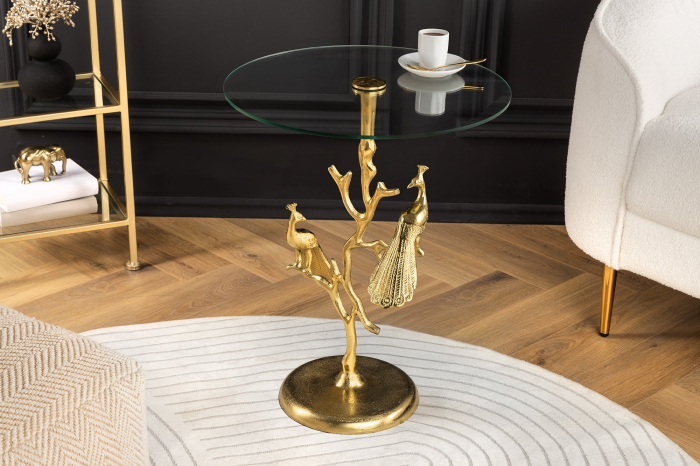 Masă laterală WILDLIFE PEACOCK 60cm aurie [3]