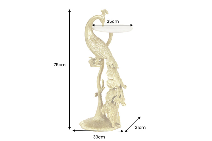 Masă laterală WILDLIFE PEACOCK 75cm aurie [18]