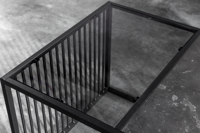 Masuta de cafea ARCHITECTURE cu aspect de marmura si geam fumuriu, 100 cm [6]