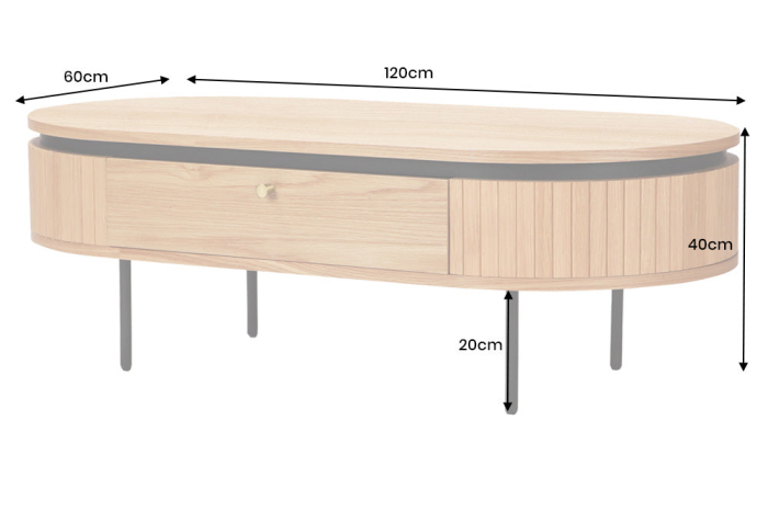 Masuta de cafea ATELIER din lemn de stejar natural, 120 cm [10]