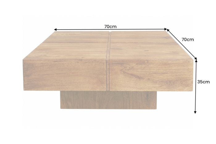 Măsuță de cafea BOLT, 70 cm, pătrată, cu bază în formă de piedestal, din lemn de mango, finisaj maro miere [6]