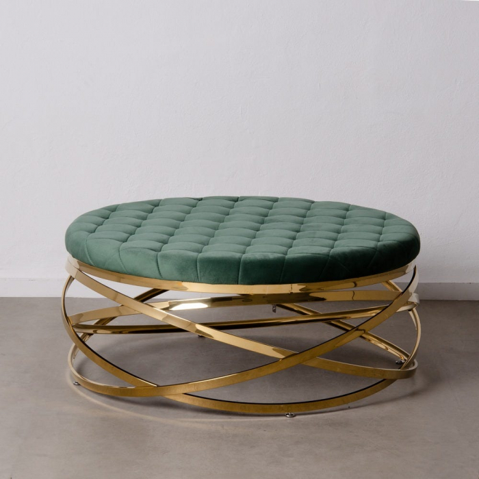 Măsuță de cafea cu structură din metal auriu și catifea 110 X 110 X 43 CM [2]