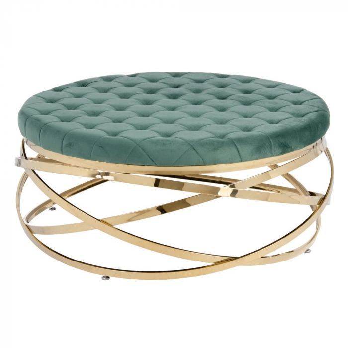Măsuță de cafea cu structură din metal auriu și catifea 110 X 110 X 43 CM [1]