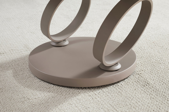 Măsuță de cafea DANCING RINGS 80-135 cm rotundă, rotativă, din ceramică travertin, culoare șampanie-greige [9]