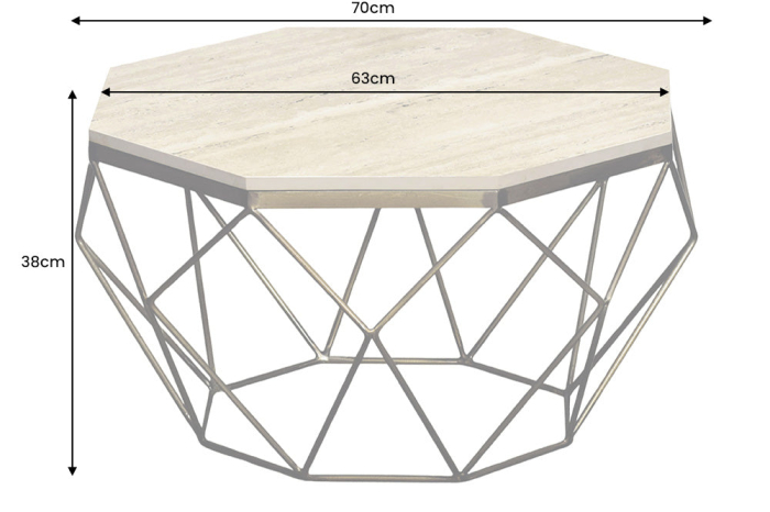 Măsuță de cafea DIAMOND 70 cm, cadru din alamă, blat din travertin bej [7]
