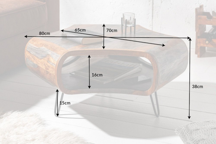Măsuță de cafea din lemn masiv de Sheesham  ORGANIC LIVING, 80 cm [8]