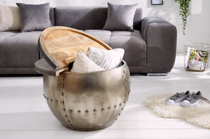 Masuta de cafea DRUMP STORAGE cu spatiu de depozitare din lemn de mango, 68 cm [4]