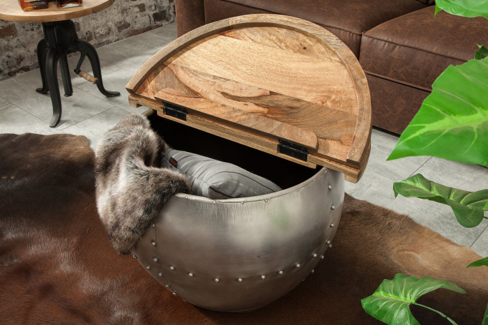 Masuta de cafea DRUMP STORAGE cu spatiu de depozitare din lemn de mango, 68 cm [4]