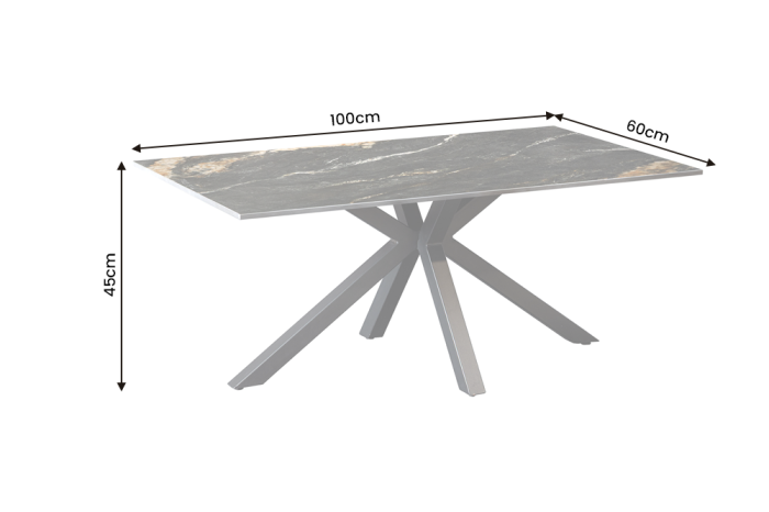 Măsuță de cafea GALAXIE 100 cm cu cadru în formă de stea, ceramică neagră cu nisip auriu [7]