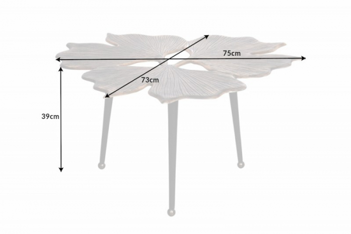 Masuta de cafea  GINKGO LEAFS 75 cm din metal auriu lucrat manual [6]