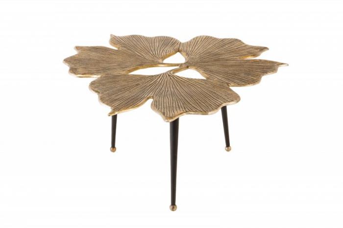 Masuta de cafea  GINKGO LEAFS 75 cm din metal auriu lucrat manual [5]