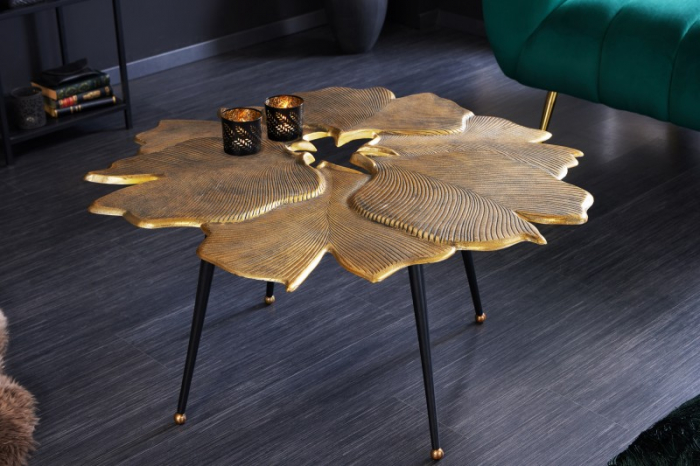 Masuta de cafea  GINKGO LEAFS din metal argintiu lucrat manual [2]