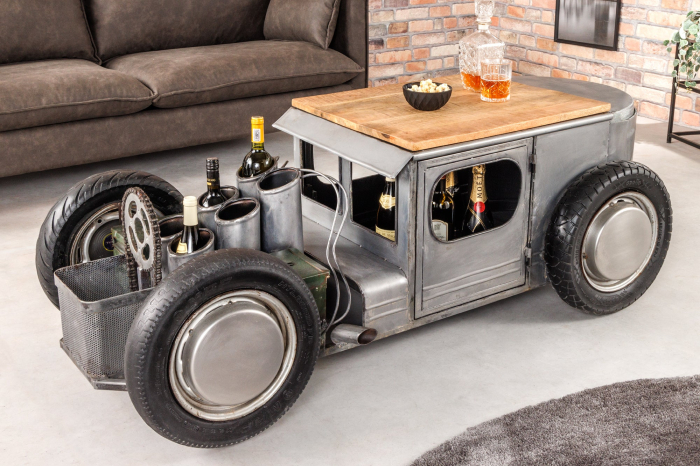 Masuta de cafea HOT ROD din inox si lemn de mango [3]