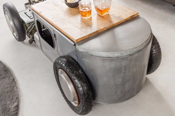 Masuta de cafea HOT ROD din inox si lemn de mango [7]