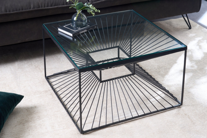 Masuta de cafea ILLUSION din metal si sticla rezistenta, 60 cm  [3]