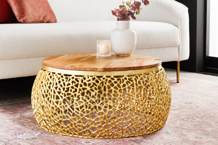 Masuta de cafea LEAF cu blat din lemn de salcam, 75 cm [2]