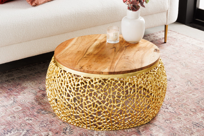 Masuta de cafea LEAF cu blat din lemn de salcam, 75 cm [3]