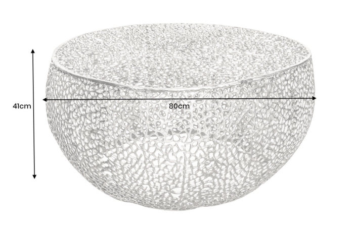 Masuta de cafea LEAF  handmade din metal argintiu, 80 cm [6]