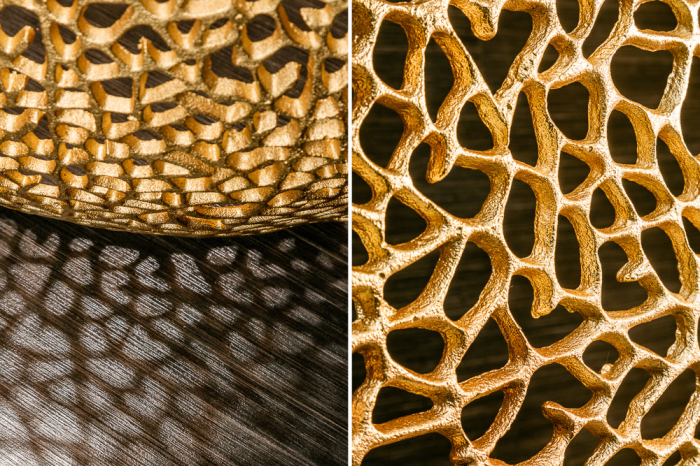 Masuta de cafea LEAF  handmade din metal auriu, 80 cm [4]