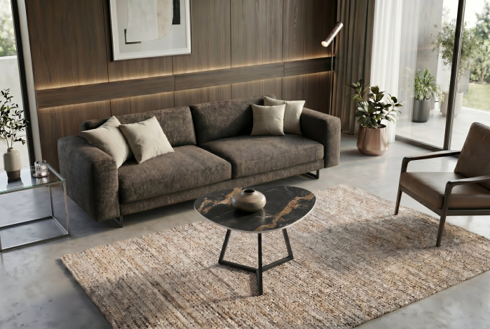 Măsuță de cafea MARVELOUS 70 cm, aurora oro, ceramică, negru, auriu, nisip [3]