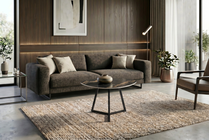 Măsuță de cafea MARVELOUS 70 cm, aurora oro, ceramică, negru, auriu, nisip [2]
