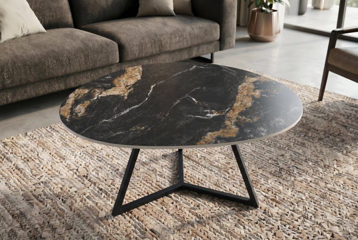 Măsuță de cafea MARVELOUS 90 cm aurora oro ceramică negru auriu nisip [4]