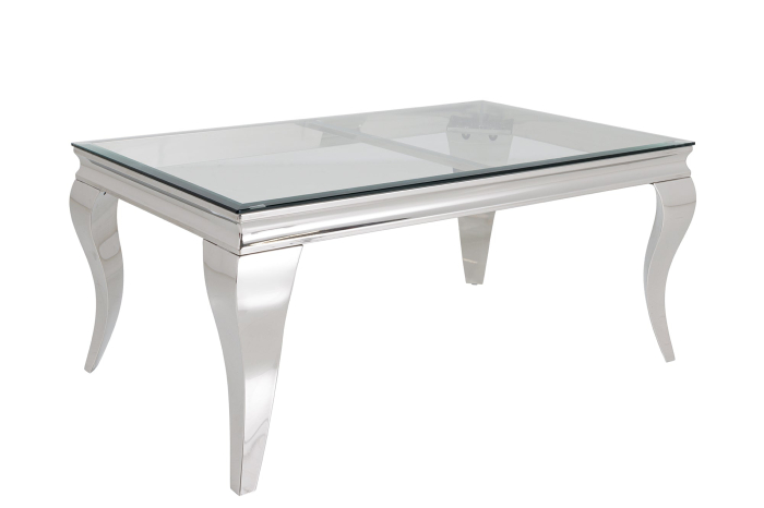 Măsuță de cafea MODERN BAROCK BARRACUDA 100 cm cromată, cu blat de sticlă, fără blat de tec [3]