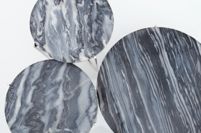 Masuta de cafea Noble cu blat din marmura si picioare din metal argintiu [5]