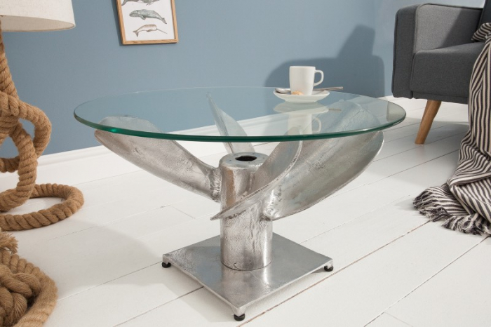 Masuta de cafea Ocean cu blat din sticla securizata si baza in forma de elice [7]