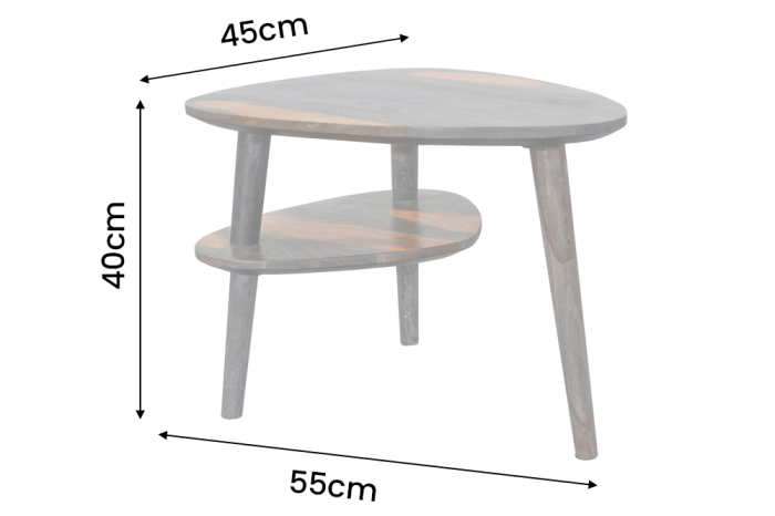 Măsuță de cafea ORGANIC LIVING 55 cm, formă organică, cu raft deschis de depozitare, din lemn de sheesham, finisaj gri fum [8]