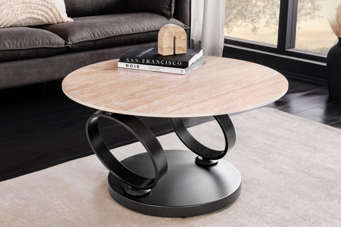 Masuta de cafea rotativa DANCING RINGS din blat ceramic, 80-135 cm [4]