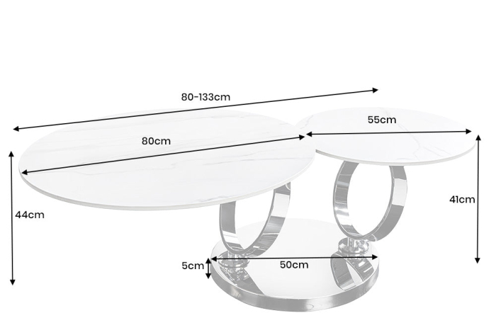 Masuta de cafea rotativa DANCING RINGS din blat ceramic, 80-135 cm [10]