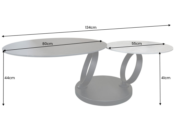 Masuta de cafea rotativa DANCING RINGS din blat ceramic, 80-135 cm [10]