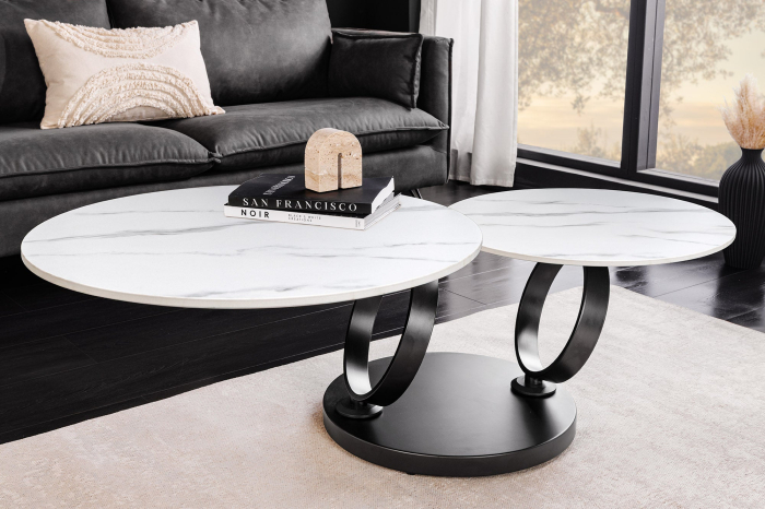 Masuta de cafea rotativa DANCING RINGS din blat ceramic, 80-135 cm [3]