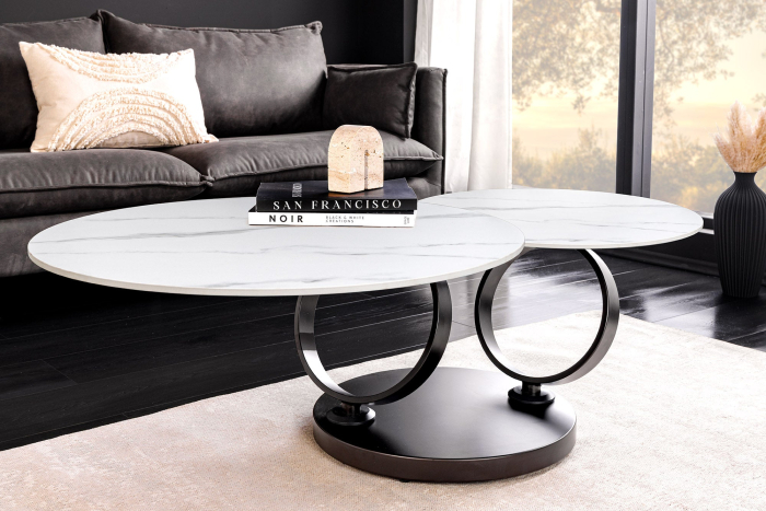 Masuta de cafea rotativa DANCING RINGS din blat ceramic, 80-135 cm [4]