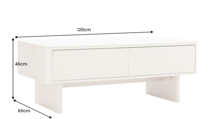 Măsuță de cafea SAVOY 120 cm 3D albă cu blat din ceramică imitație de marmură albă [12]
