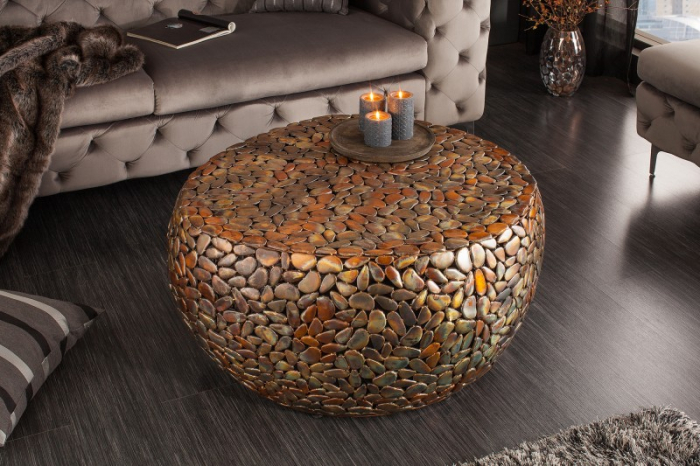 Masuta de cafea Stone din metal cu aspect de piatra  [3]