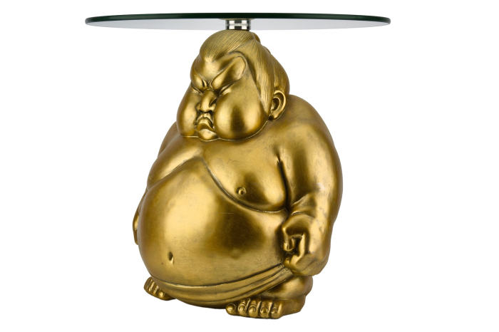 Măsuță de cafea SUMO 55 cm rotundă din sticlă aurie [3]