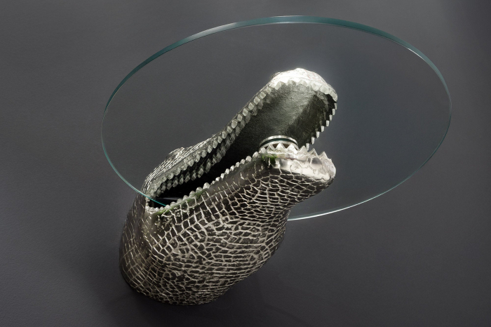 Masuta de cafea suspendata WILDLIFE CROCODILE cu blat din sticla, 60 cm [4]