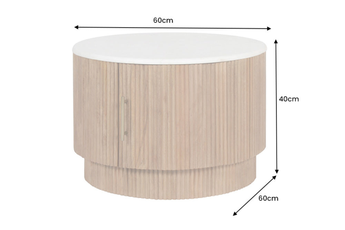 Masuta de cafea TRES CHIC rotunda din lemn de mango natural si blat din marmura, 60 cm [11]