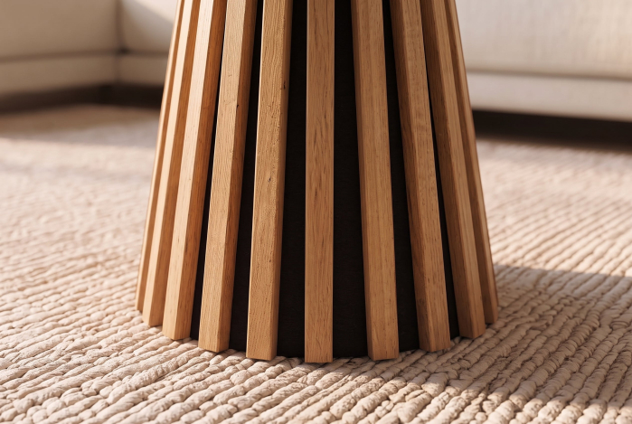 Măsuță de cafea VALHALLA WOOD Ø 50 cm, cu bază rotundă canelată, placată cu lemn de stejar natural [5]