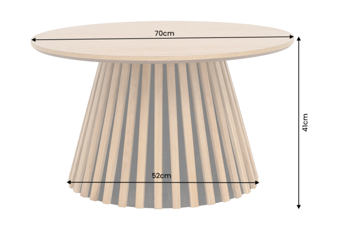 Măsuță de cafea VALHALLA WOOD Ø 70 cm, rotundă, cu bază canelată, placată cu lemn de stejar natural [7]