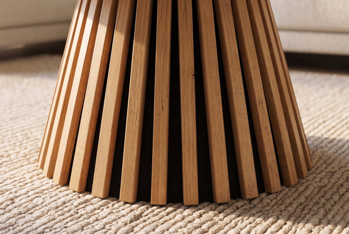 Măsuță de cafea VALHALLA WOOD Ø 70 cm, rotundă, cu bază canelată, placată cu lemn de stejar natural [5]