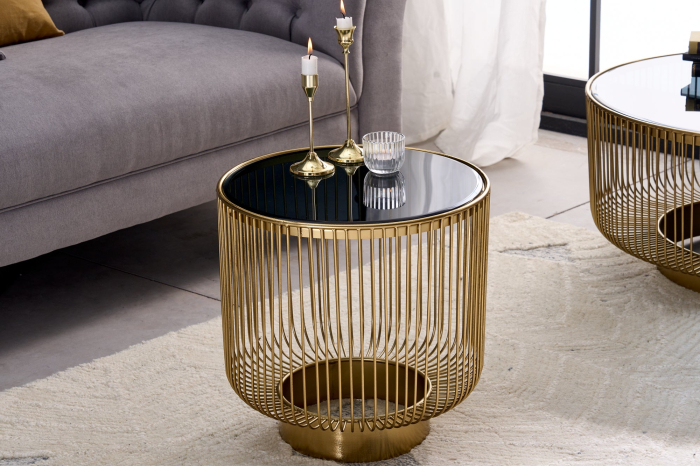 Masuta de cafea VARIATION aurie cu geam negru, 40 cm [3]