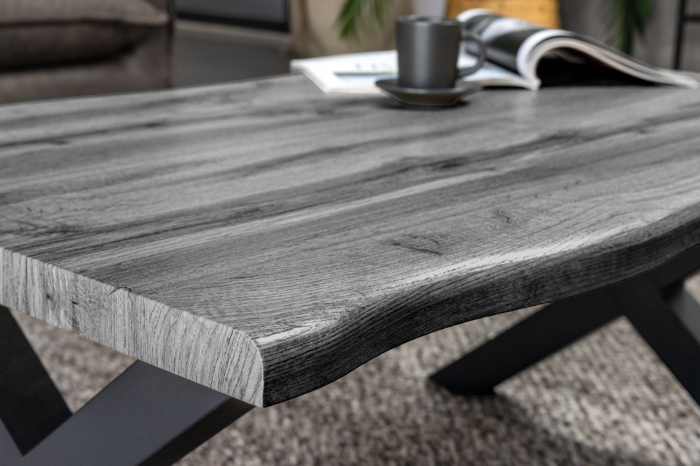 Masuta de cafea WILD din lemn de stejar salbatic gri, 90 cm [5]