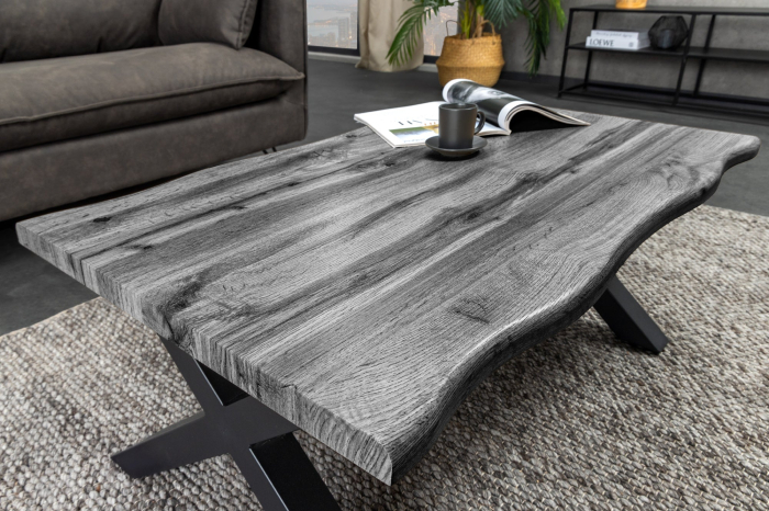 Masuta de cafea WILD din lemn de stejar salbatic gri, 90 cm [3]